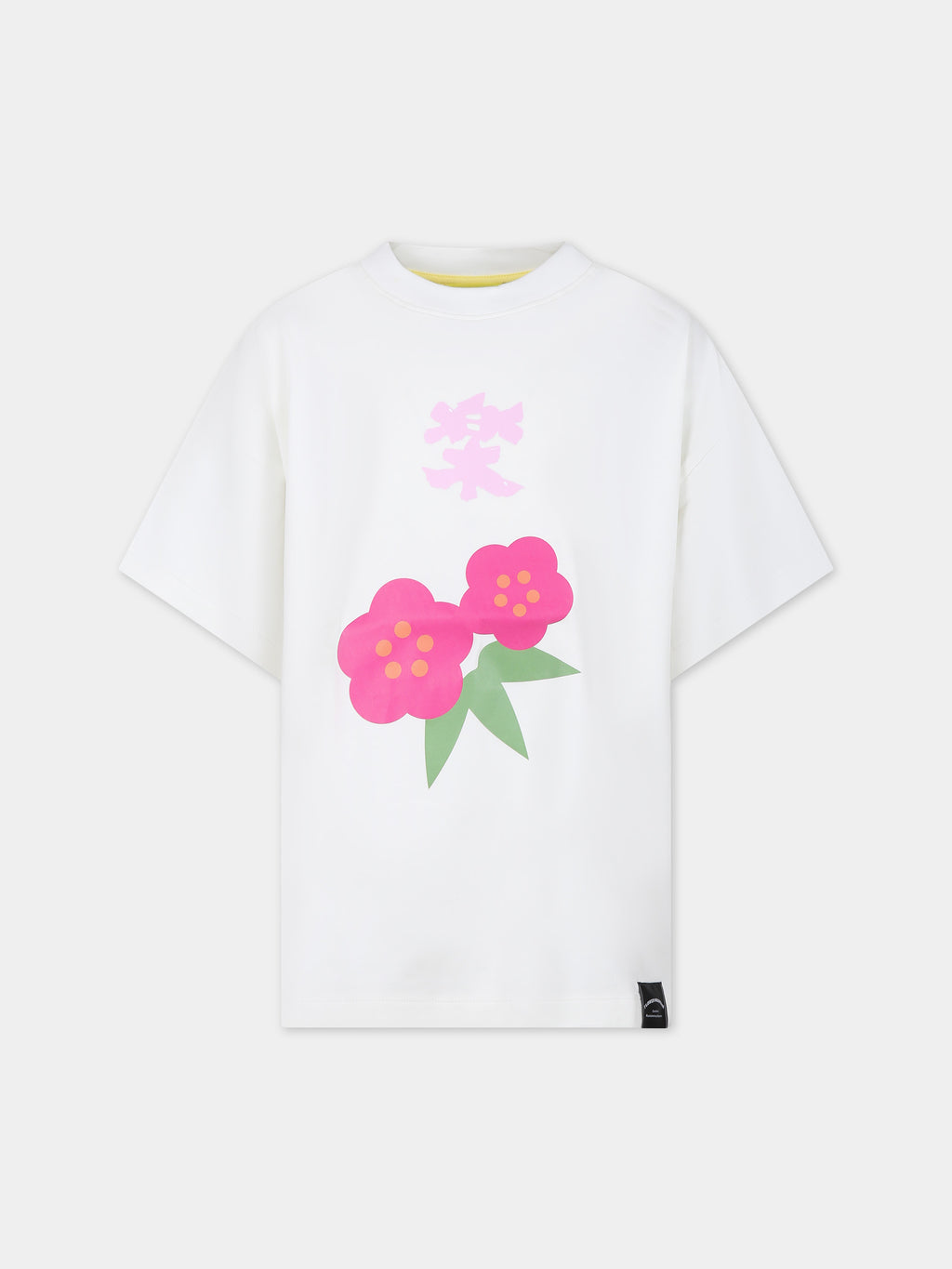 T-shirt bianca per bambina con fiori